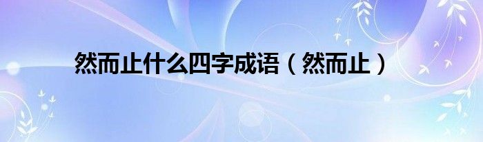 然而止什么四字成语（然而止）