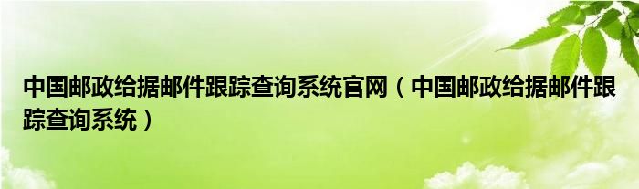 中国邮政给据邮件跟踪查询系统官网（中国邮政给据邮件跟踪查询系统）