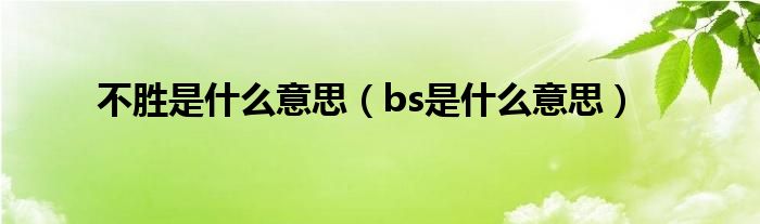 不胜是什么意思（bs是什么意思）