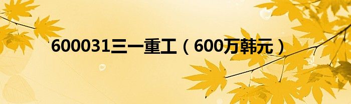 600031三一重工（600万韩元）