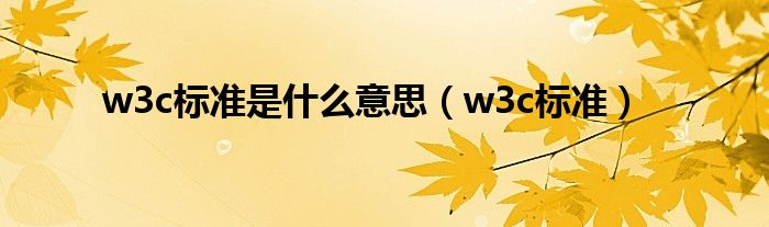 w3c标准是什么意思（w3c标准）