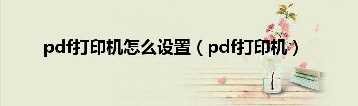 pdf打印机怎么设置（pdf打印机）