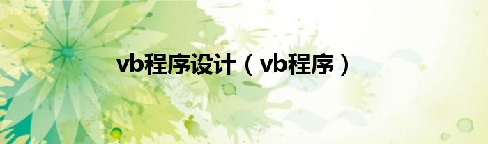 vb程序设计（vb程序）