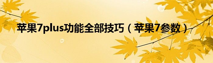 苹果7plus功能全部技巧（苹果7参数）