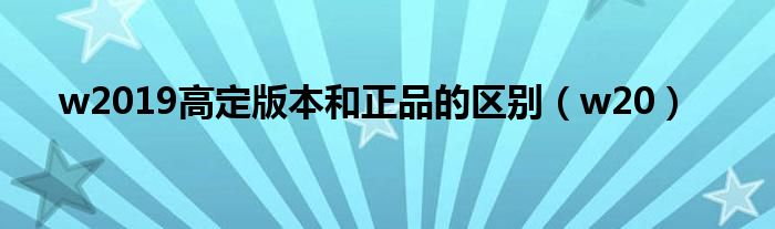 w2019高定版本和正品的区别（w20）