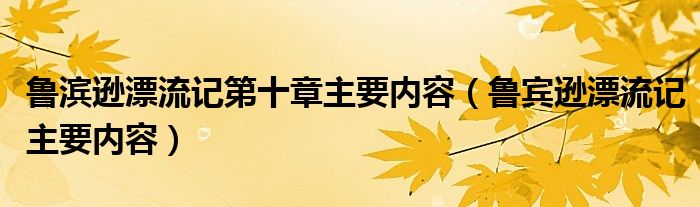 鲁滨逊漂流记第十章主要内容（鲁宾逊漂流记主要内容）