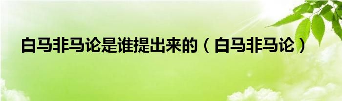 白马非马论是谁提出来的（白马非马论）