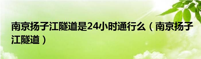 南京扬子江隧道是24小时通行么（南京扬子江隧道）