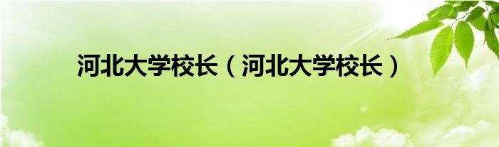 河北大学校长（河北大学校长）