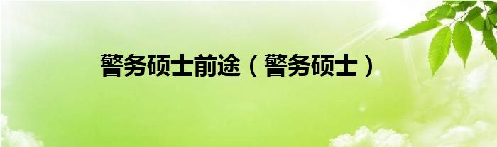 警务硕士前途（警务硕士）