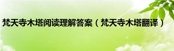 梵天寺木塔阅读理解答案（梵天寺木塔翻译）