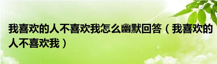 我喜欢的人不喜欢我怎么幽默回答（我喜欢的人不喜欢我）