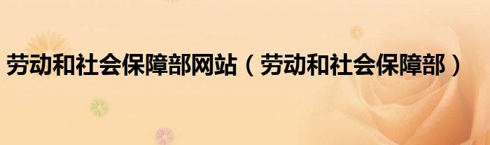 劳动和社会保障部网站（劳动和社会保障部）