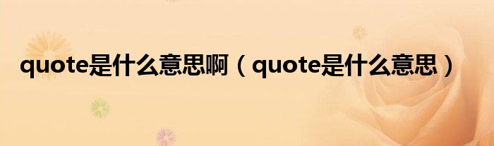 quote是什么意思啊（quote是什么意思）