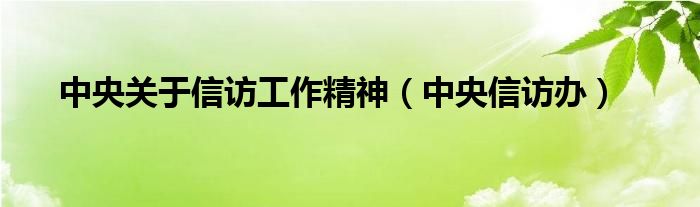 中央关于信访工作精神（中央信访办）