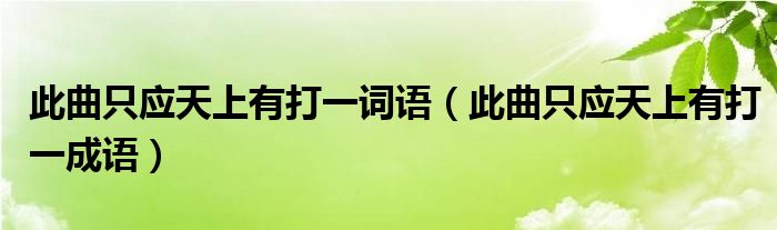 此曲只应天上有打一词语（此曲只应天上有打一成语）