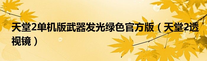 天堂2单机版武器发光绿色官方版（天堂2透视镜）