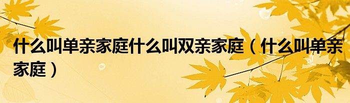 什么叫单亲家庭什么叫双亲家庭（什么叫单亲家庭）