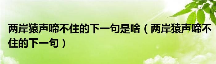 两岸猿声啼不住的下一句是啥（两岸猿声啼不住的下一句）