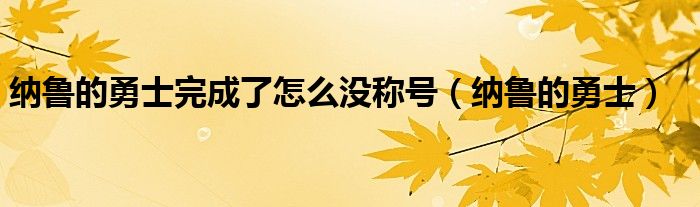 纳鲁的勇士完成了怎么没称号（纳鲁的勇士）