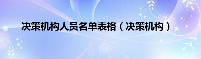 决策机构人员名单表格（决策机构）