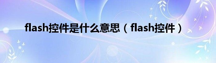 flash控件是什么意思（flash控件）