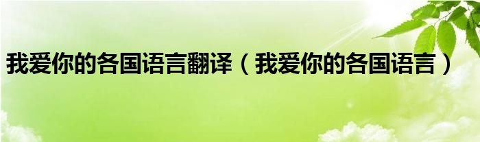 我爱你的各国语言翻译（我爱你的各国语言）