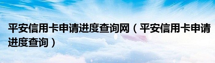 平安信用卡申请进度查询网（平安信用卡申请进度查询）