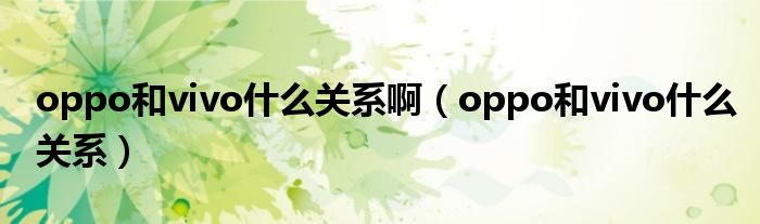 oppo和vivo什么关系啊（oppo和vivo什么关系）