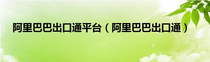 阿里巴巴出口通平台（阿里巴巴出口通）