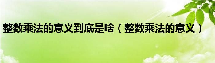 整数乘法的意义到底是啥（整数乘法的意义）