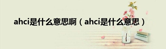 ahci是什么意思啊（ahci是什么意思）