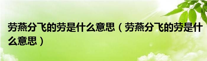 劳燕分飞的劳是什么意思（劳燕分飞的劳是什么意思）