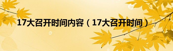 17大召开时间内容（17大召开时间）