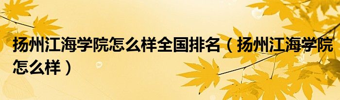 扬州江海学院怎么样全国排名（扬州江海学院怎么样）