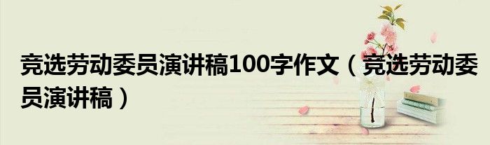 竞选劳动委员演讲稿100字作文（竞选劳动委员演讲稿）