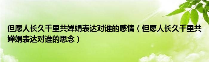 但愿人长久千里共婵娟表达对谁的感情（但愿人长久千里共婵娟表达对谁的思念）