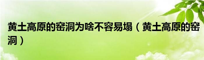 黄土高原的窑洞为啥不容易塌（黄土高原的窑洞）