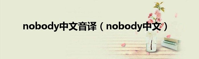 nobody中文音译（nobody中文）