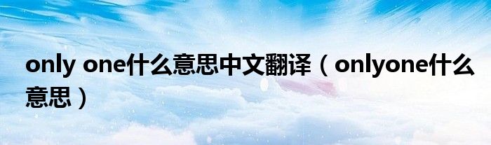 only one什么意思中文翻译（onlyone什么意思）