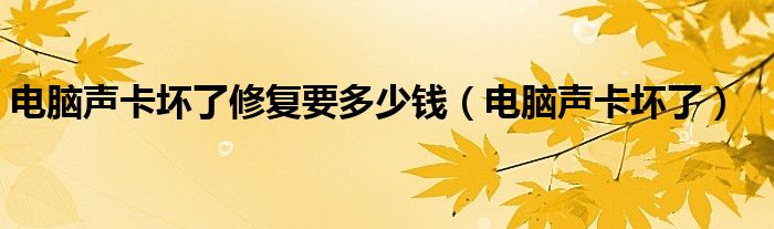 电脑声卡坏了修复要多少钱（电脑声卡坏了）