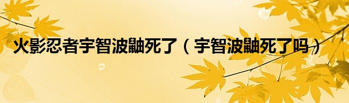 火影忍者宇智波鼬死了（宇智波鼬死了吗）