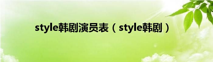 style韩剧演员表（style韩剧）