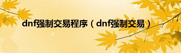 dnf强制交易程序（dnf强制交易）