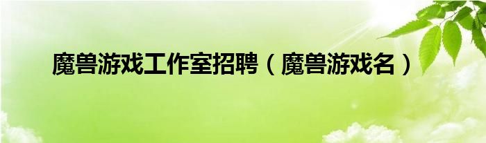 魔兽游戏工作室招聘（魔兽游戏名）