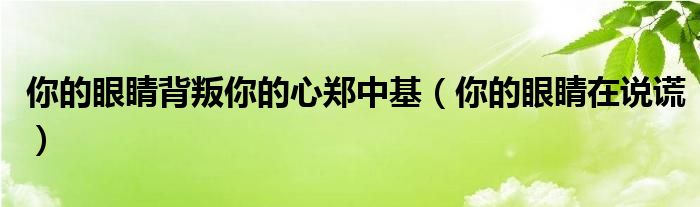 你的眼睛背叛你的心郑中基（你的眼睛在说谎）