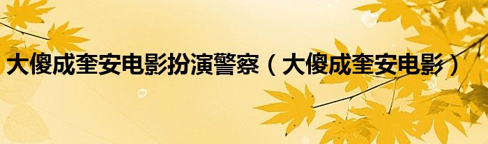 大傻成奎安电影扮演警察（大傻成奎安电影）