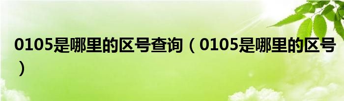 0105是哪里的区号查询（0105是哪里的区号）