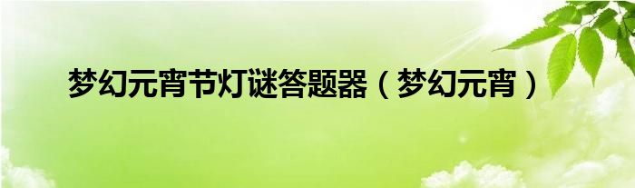 梦幻元宵节灯谜答题器（梦幻元宵）