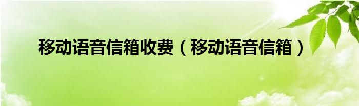 移动语音信箱收费（移动语音信箱）